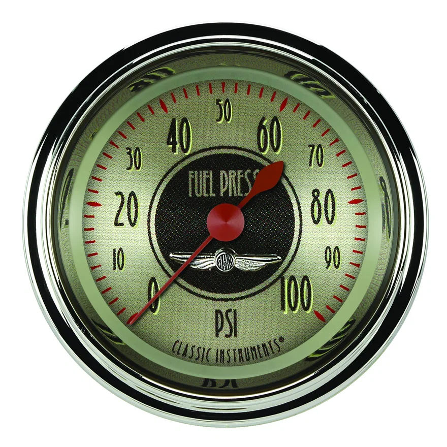 All American Nickel 2-1/8" Fuel Pressure Gauge (100 PSI)