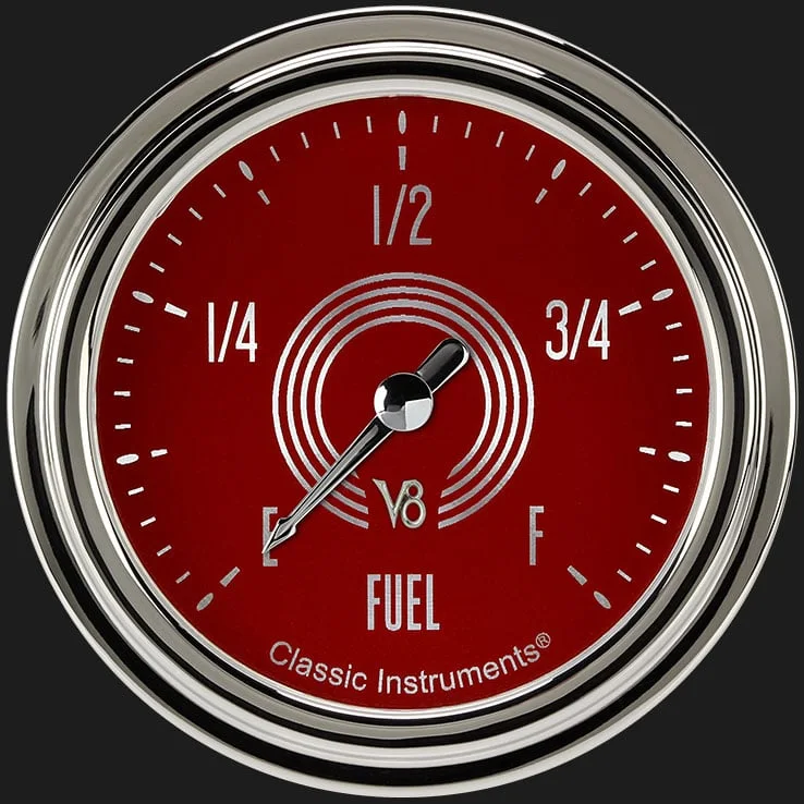 V8 Red Steelie 2-5/8" Fuel Level Gauge