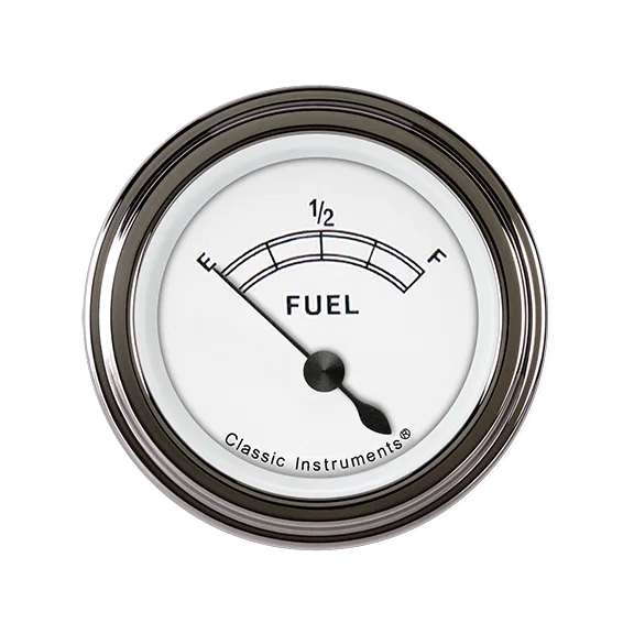 White 2-1/8" Fuel Level Gauge
