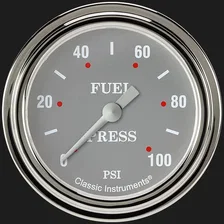 Silver Gray 2-5/8" Fuel Pressure Gauge (100 PSI) image 1