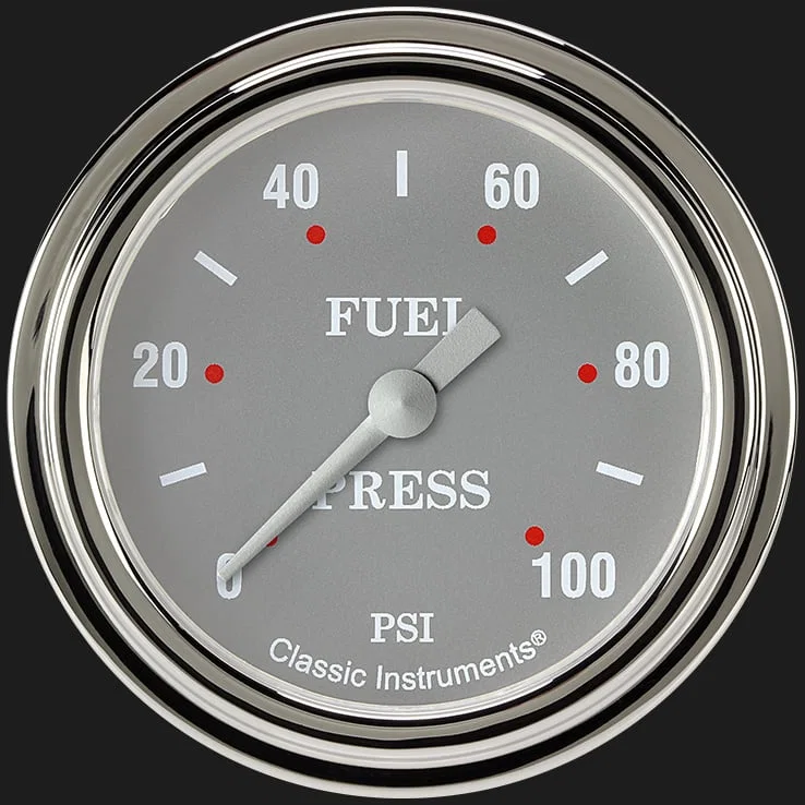 Silver Gray 2-5/8" Fuel Pressure Gauge (100 PSI)