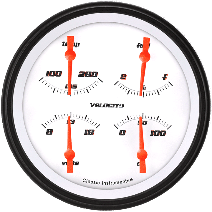 Velocity White 4-5/8" Quad Gauge