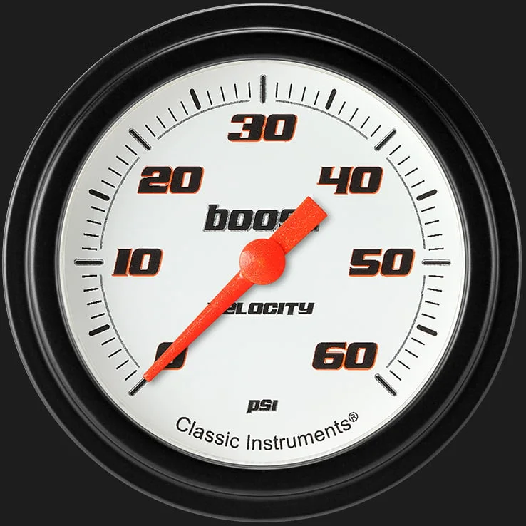 Velocity White 2-5/8" Boost Gauge (60 PSI)