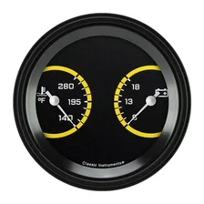 AutoCross Yellow 3-3/8" Temperature & Volt Dual Gauge image 1