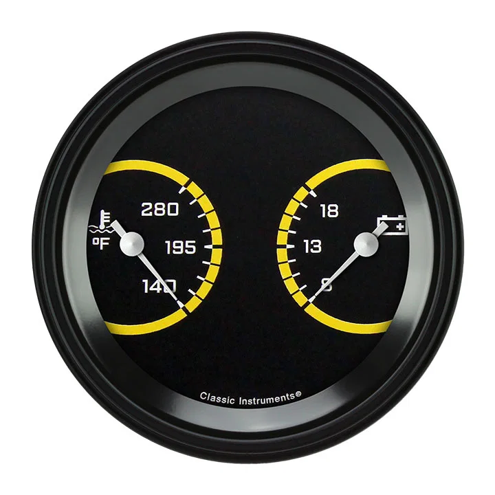 AutoCross Yellow 3-3/8" Temperature & Volt Dual Gauge