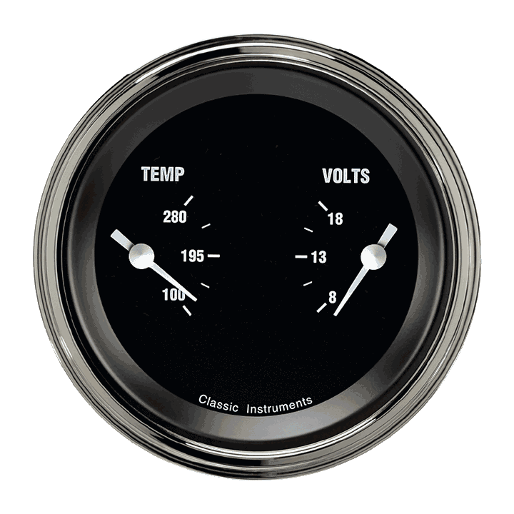 Hot Rod 3-3/8" Temperature & Volt Dual Gauge