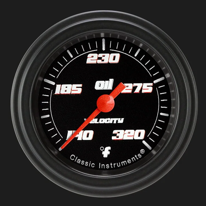 Velocity Black 2-1/8" Oil Temperature Gauge