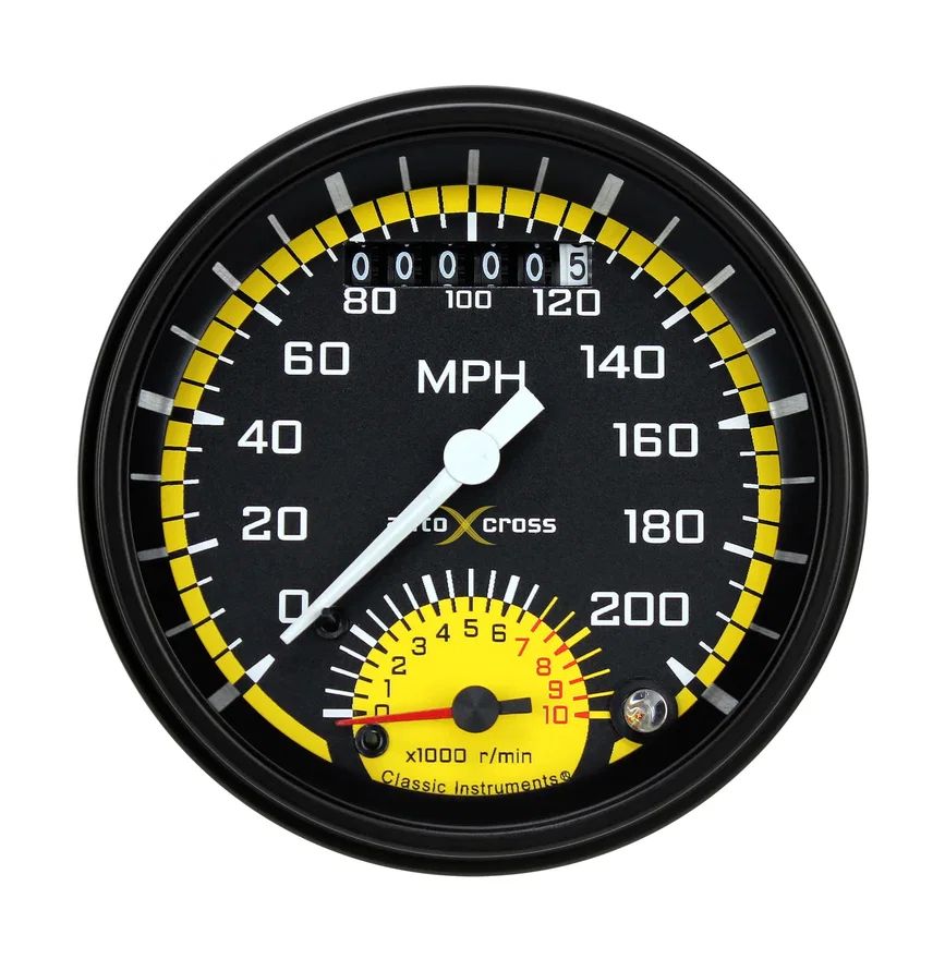 AutoCross Yellow 3-3/8" Ultimate Speedometer Gauge