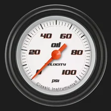 Velocity White 2-1/8" Oil Pressure Gauge image 1