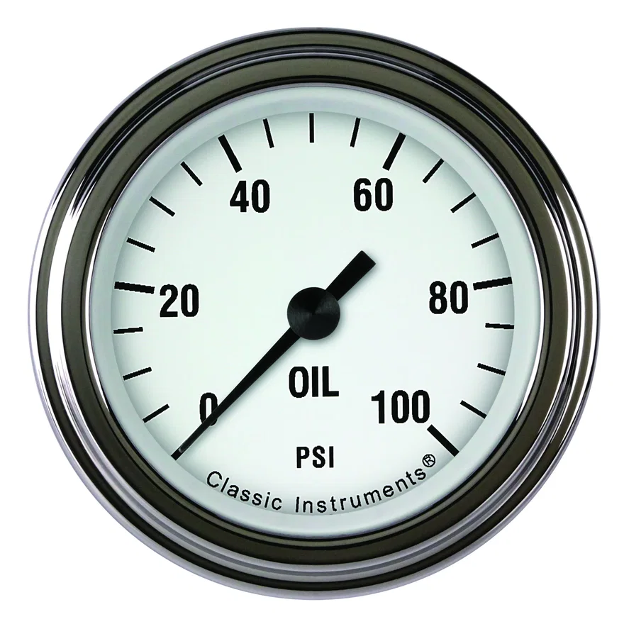 White Hot 2-1/8" Oil Pressure Gauge