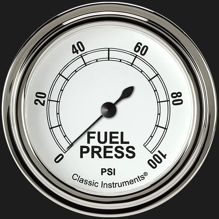 White 2-5/8" Fuel Pressure Gauge (100 PSI)