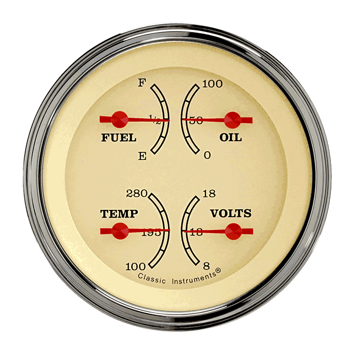 Vintage 3" Quad Gauge (240-33 Ohm)