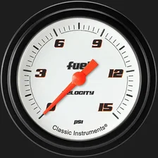 Velocity White 2-5/8" Fuel Pressure Gauge (15 PSI) image 1