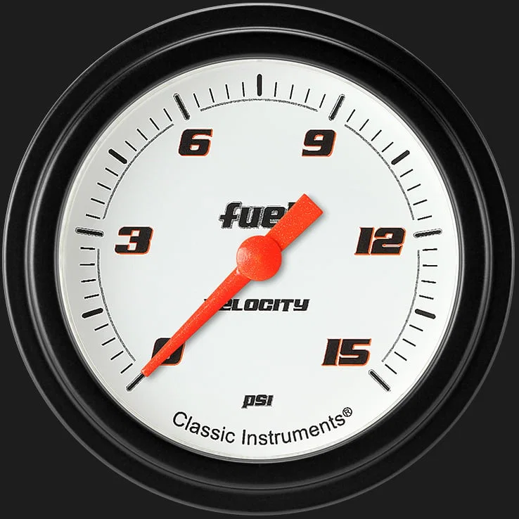Velocity White 2-5/8" Fuel Pressure Gauge (15 PSI)