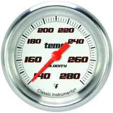 Velocity White 2-5/8" Full Sweep Water Temp Gauge image 1