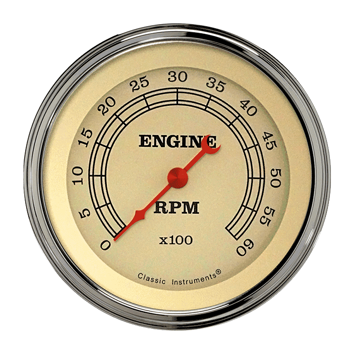 Vintage 3" Tachometer Gauge (6000 RPM)