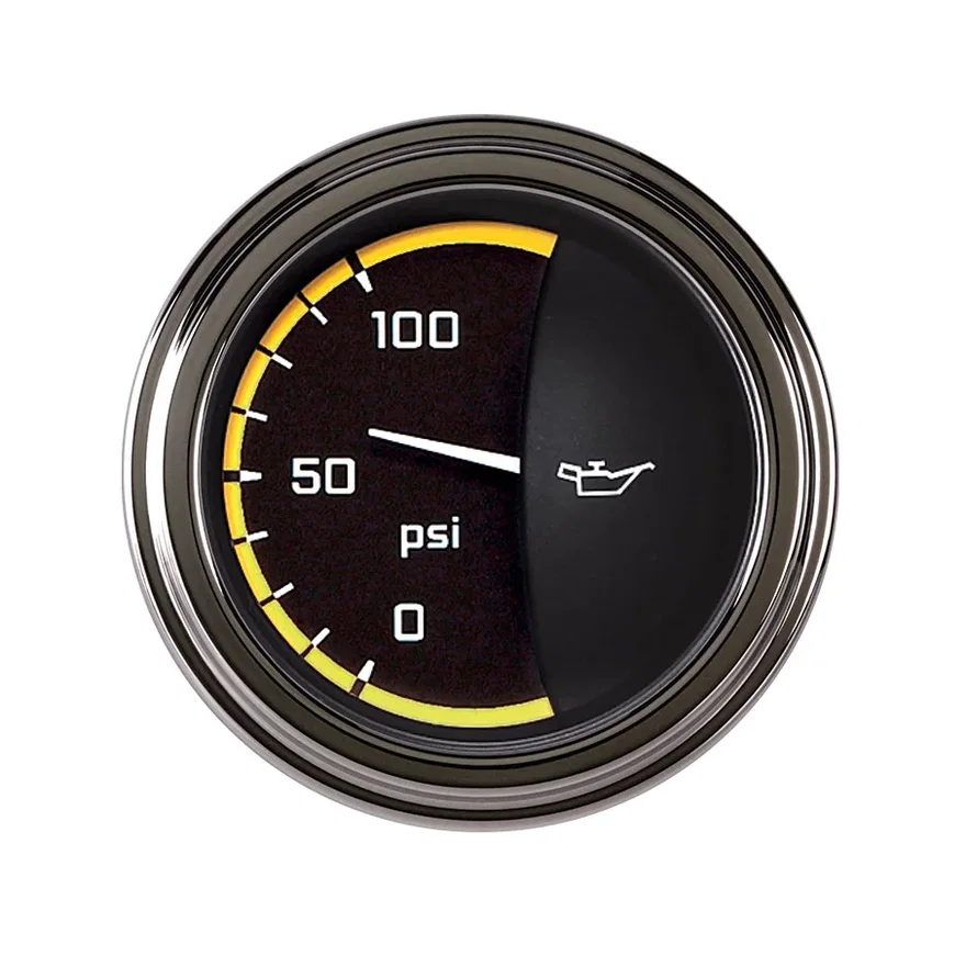 AutoCross Yellow 2-1/8" Oil Pressure Gauge