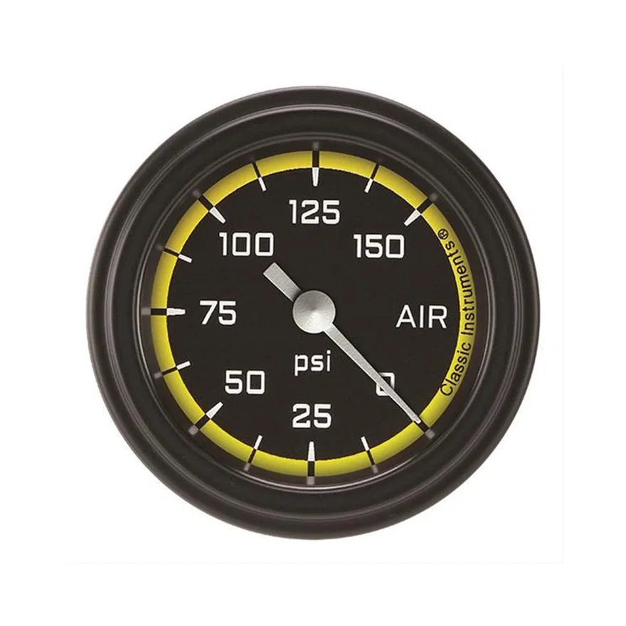 Autocross Yellow 2-1/8" Air Pressure Gauge