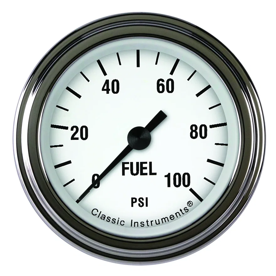 White Hot 2-1/8" Fuel Pressure Gauge (100 PSI)