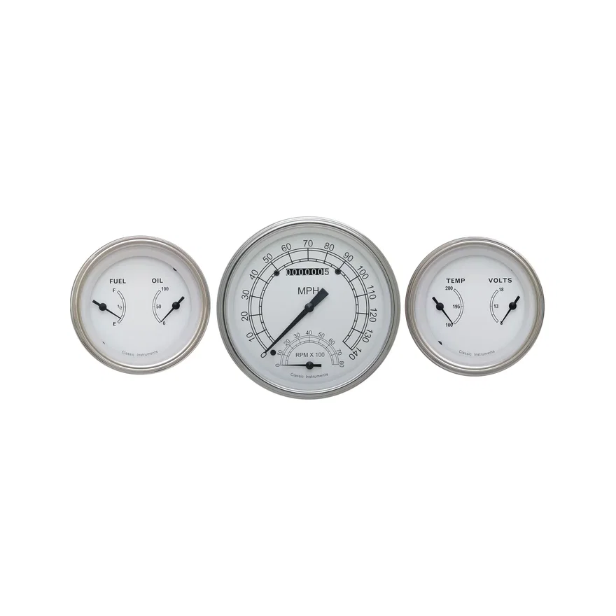 White 5" SpeedTach with Two 3" Gauges GM
