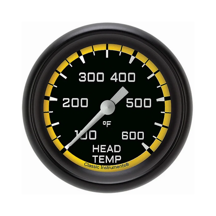Autocross Yellow 2-5/8" Cylinder Head Tempature Gauge