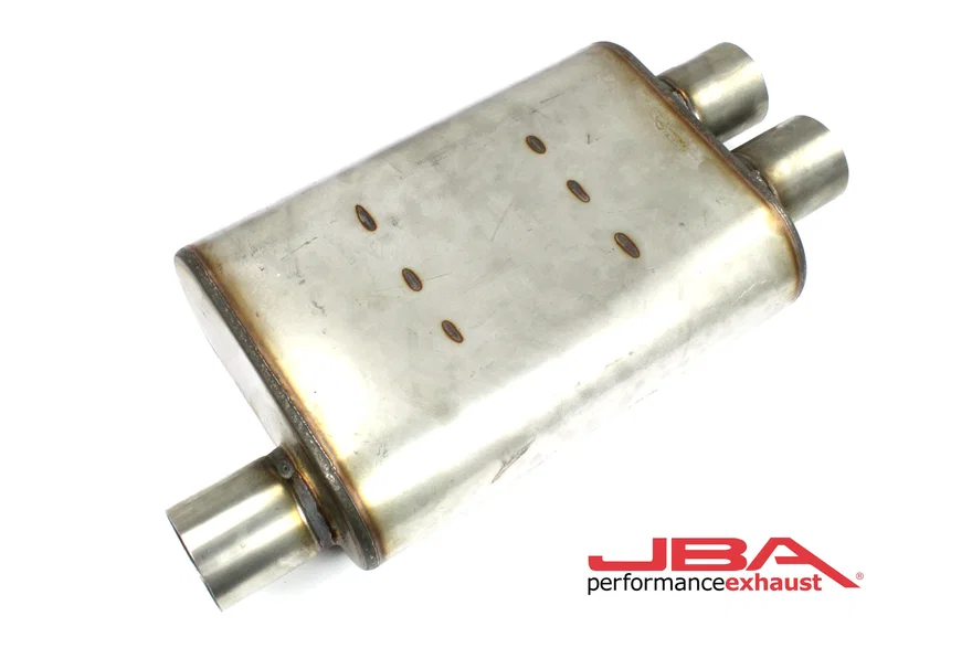 Performance Exhaust 40-251302 "Universal" Chambered Style 304SS Muffler 13"x9.75"x4" 2.5" Inlet Diameter Offset/2.5" Dual Outlet