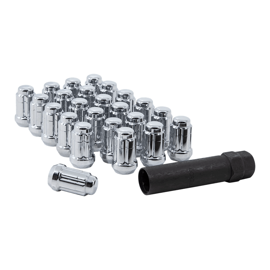 Small Diam Spline Acorn Lug Nuts 3/4" & 13/16" Key 12mm x 1.25 Chrome Set of 24
