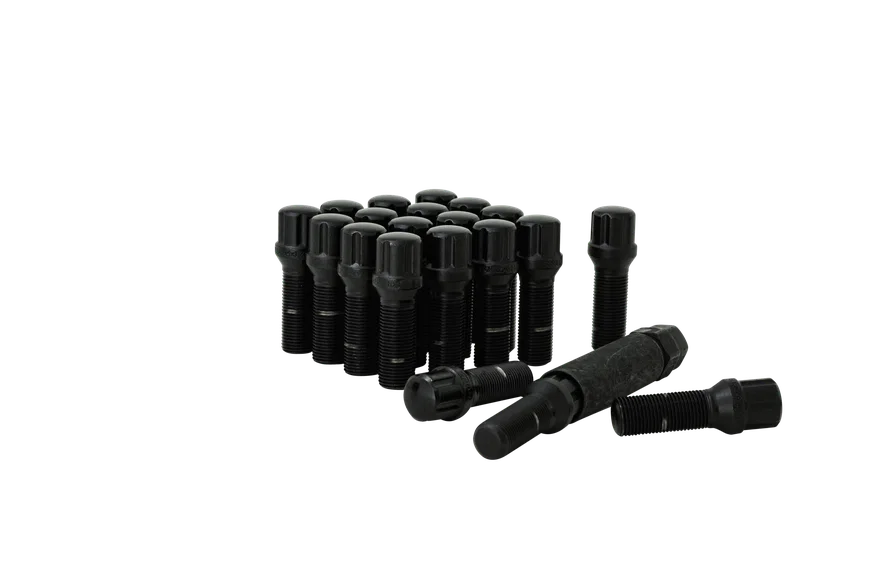 Small Diam Spline Lug Bolts 17mm&19mm Key 14x1.25 Black 40mm Thread Length 20Pk