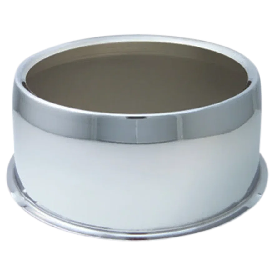 Push Thru Center Cap Open End Short Chrome Steel 5.1in OD 5.36in Overall Length