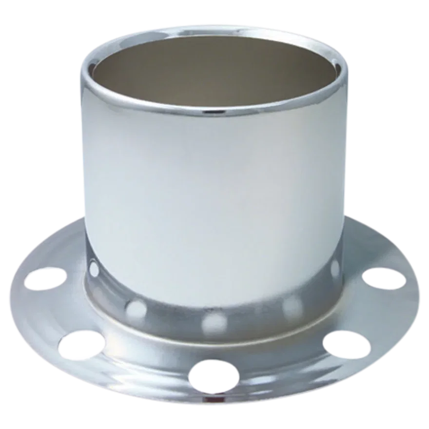 Push Thru Center Cap Open End Derby Chrome Steel 4.9in OD 7.75in Overall Length