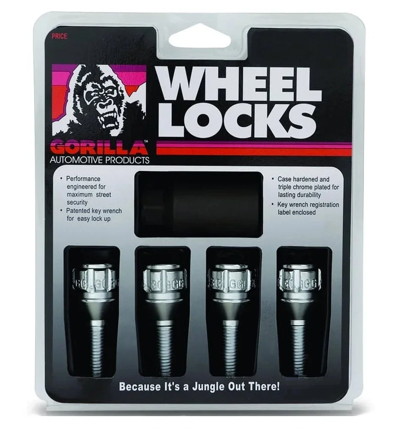 Conical Seat Lug Bolt Lock Set 14mm x 1.50 Chrome 32mm Thread Length Set of 4