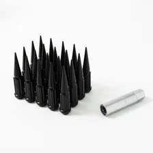 Small Diam Spline Spike Lug Nuts 13/16" & 7/8" Key 1/2"-20 Black Set of 20 image 2