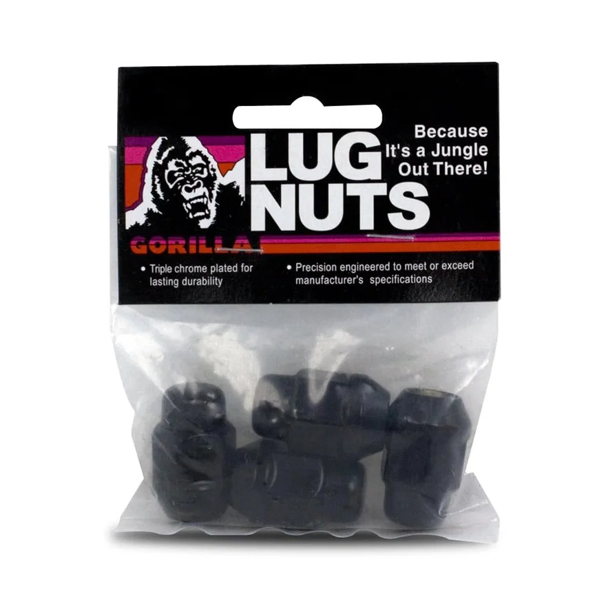 Acorn Bulge 3/4" Hex 1/2"-20 Black Pack of 4 Lug Nuts