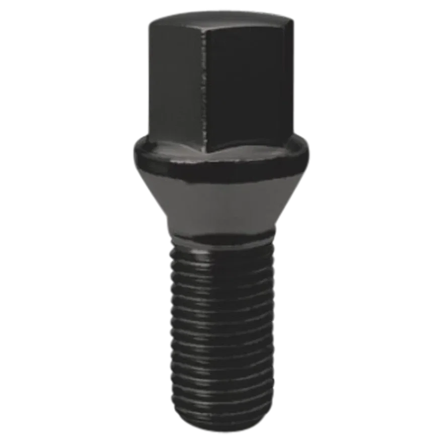 Conical Seat Lug Bolt 17mm Hex 14mm x 1.50 Black 27mm Thread Length Bulk for Alfa Romeo