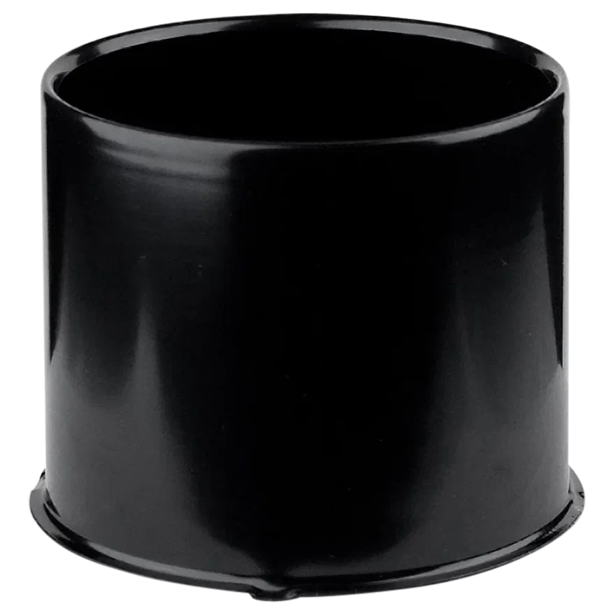 Push Thru Center Cap Open End Short Gloss Blk Steel 4.25in OD 4.5in Overall Len