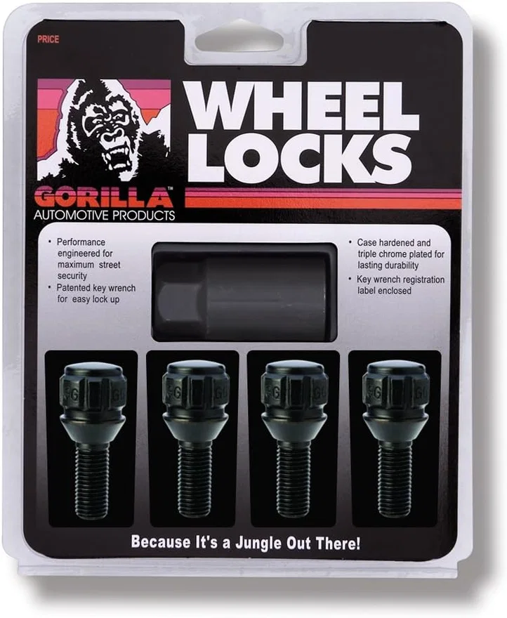 Conical Seat Lug Bolt Lock Set 14mm x 1.50 Black 27mm Thread Length Set of 4 for Alfa Romeo