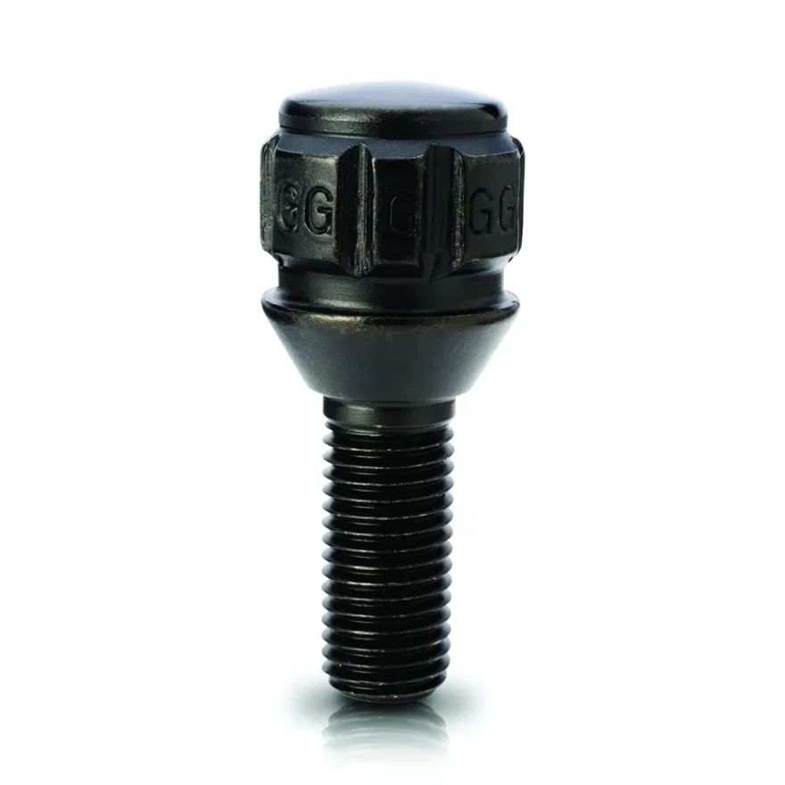 Conical Seat Lug Bolt Lock Set 12mm x 1.50 Black 28mm Thread Length Set of 4