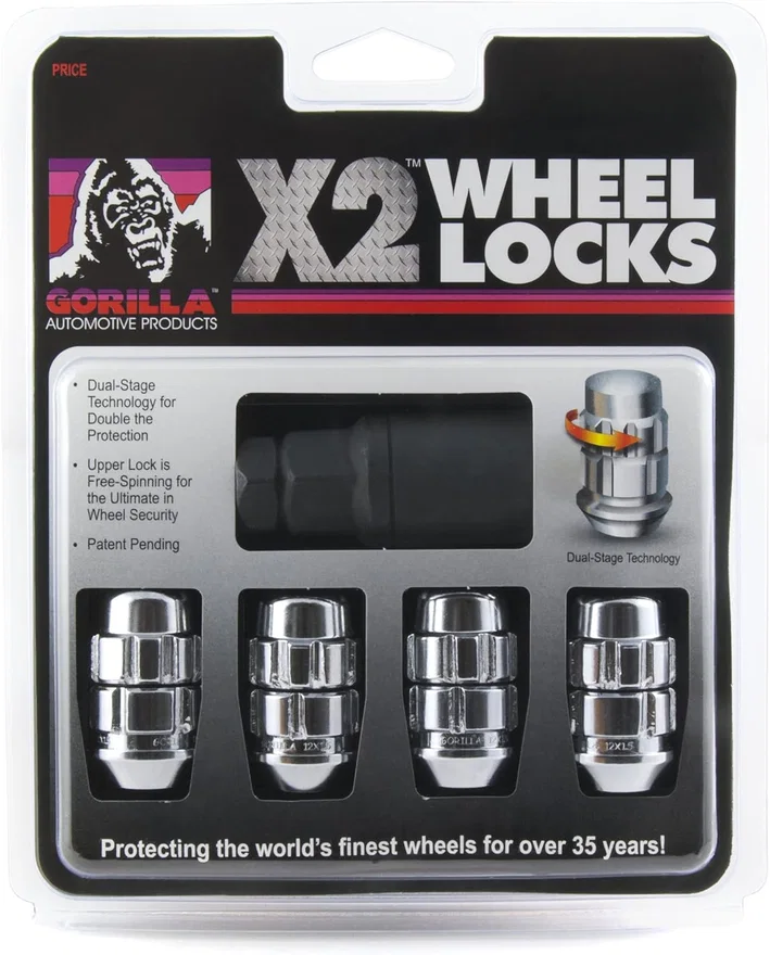 X2 Lock Set Acorn 3/4" & 13/16" Dual Hex- 12mm x 1.50 Chrome Set of 4