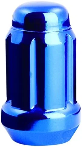 Small Diameter Spline Duplex Short Lug Nut 14mm x 1.50 Blue Painted Bulk