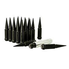 Small Diam Spline Spike Lug Nuts 13/16" & 7/8" Key 14mm x 1.50 Black Set of 24 image 1