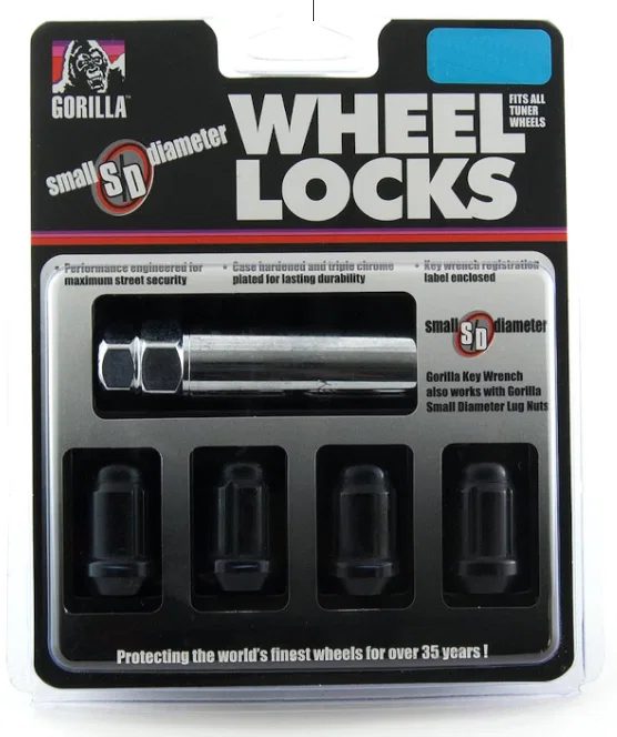 Small Diam Spline Duplex Lock Set 13/16" & 7/8" Key 14mm x 1.50 Black Set of 4