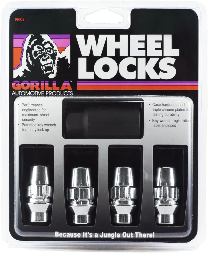 Original Gorilla Lock Set E-T Closed 13/16" Hex 12mm x 1.50 Chrome Set of 4