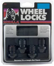 Original Gorilla Lock Set Factory Style Bulge 13/16"&7/8" Hex 14x1.5 Black 4Pk image 1