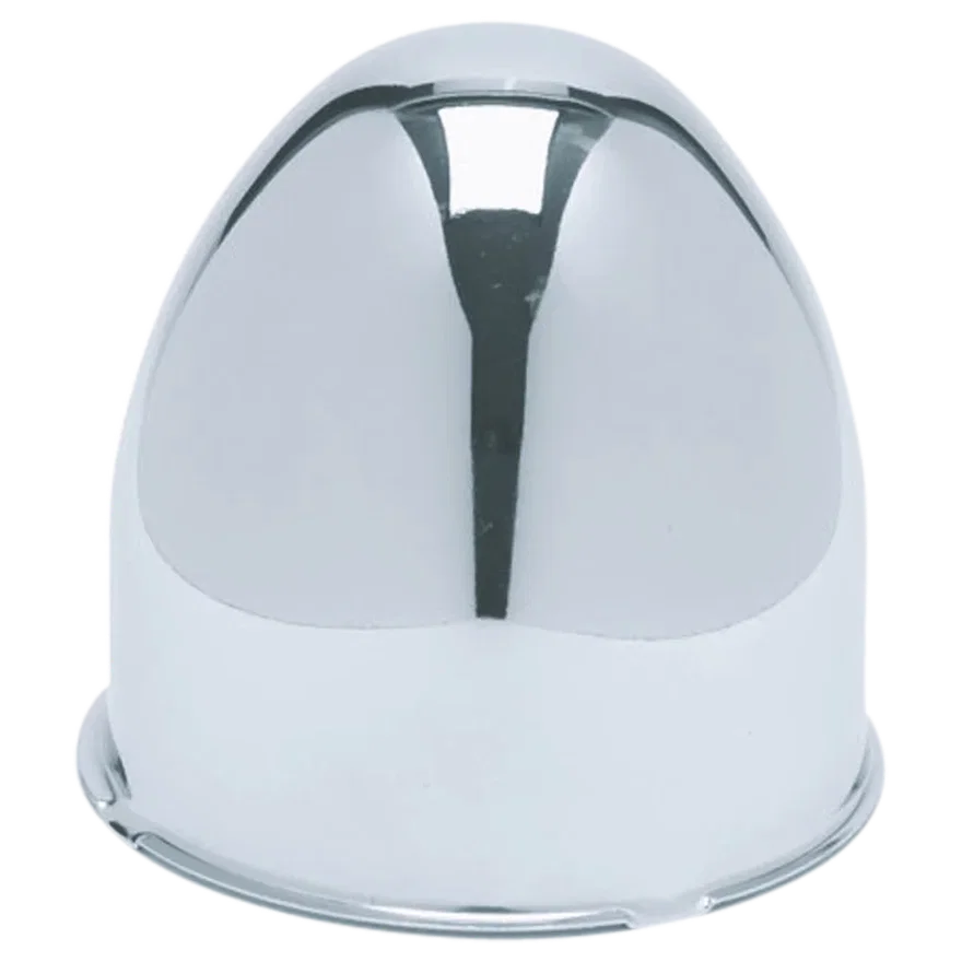 Push Thru Center Cap Closed End Chrome Steel 4.25in OD 4.5in Overall Length