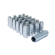 Small Diam Spline Acorn Lugs & Locks 3/4" & 13/16" Key 12mmx1.5 Chrome 6 Lug Kit image 2