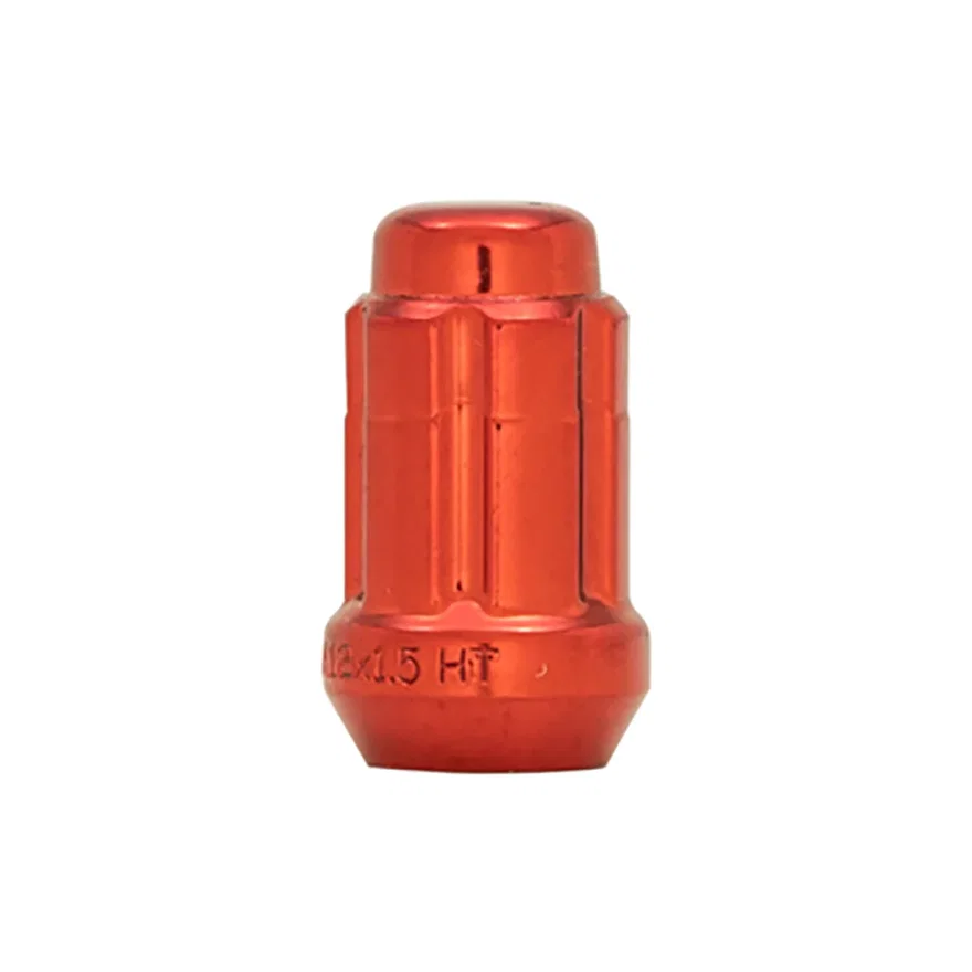 Small Diameter Spline Acorn Lug Nut 12mm x 1.50 Red Painted Bulk