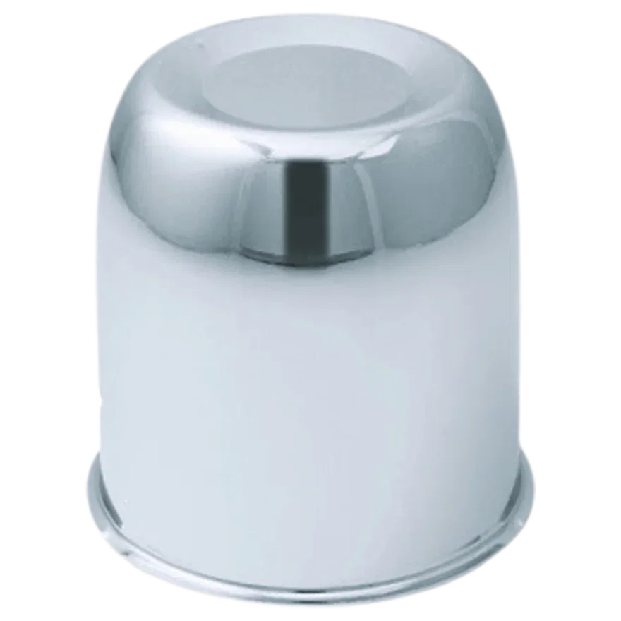 Push Thru Center Cap Closed End Chrome Steel 2.95in OD 3.16in Overall Length