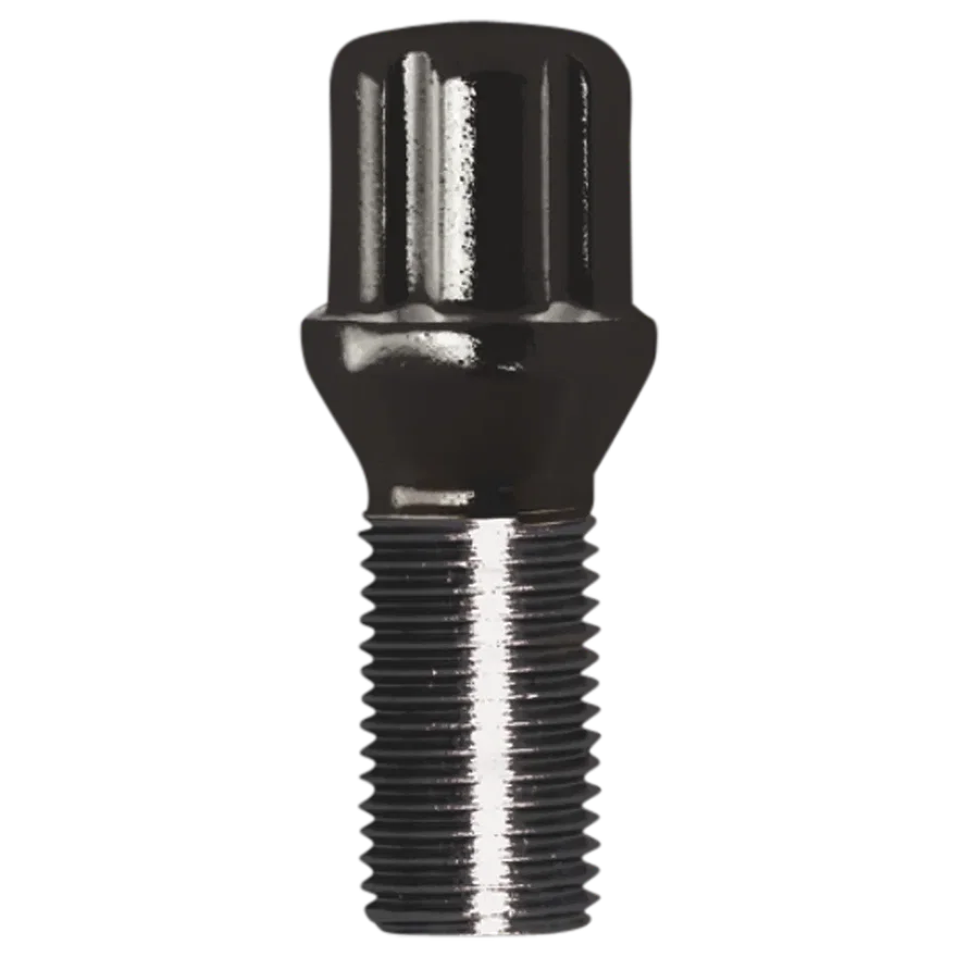 Small Diameter Spline Lug Bolt 14mm x 1.25 Black 27mm Thread Length Bulk