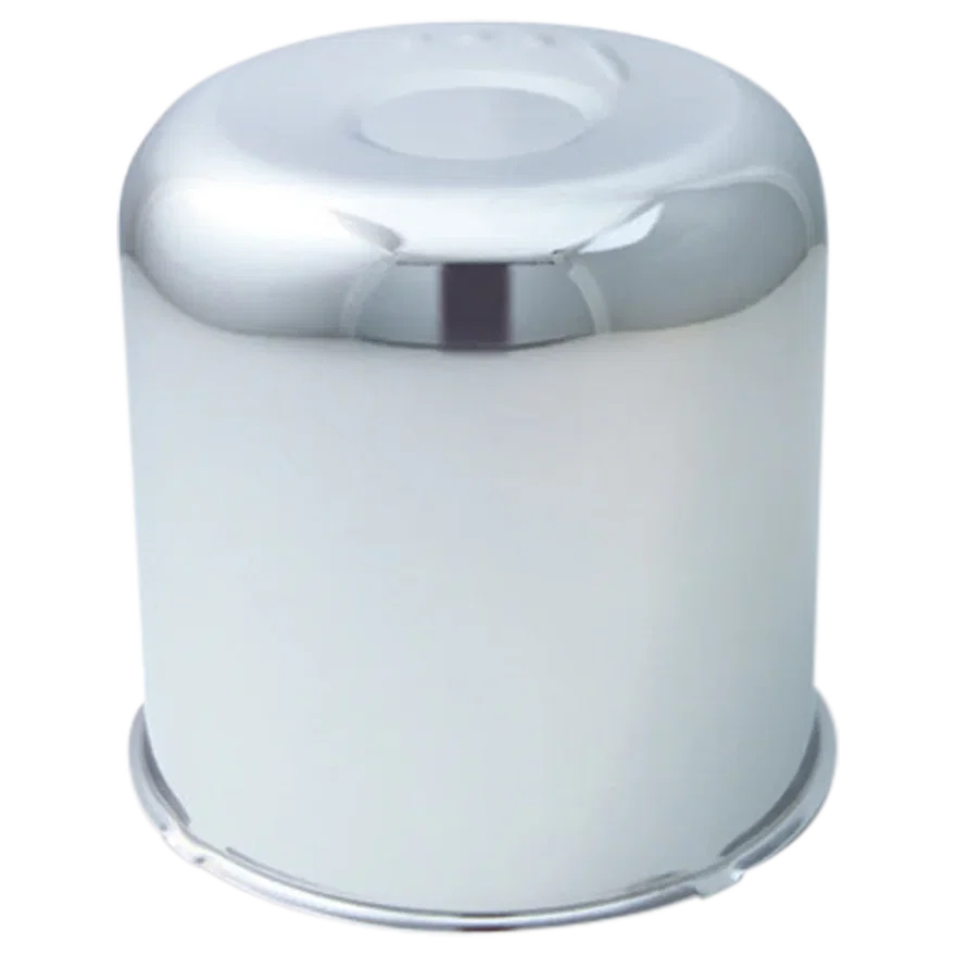 Push Thru Center Cap Closed End Chrome Steel 4.9in OD 5.15in Overall Length