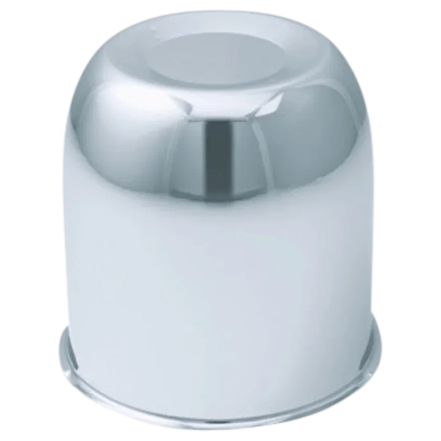 Push Thru Center Cap Closed End Chrome Steel 3.3in OD 3.58in Overall Length